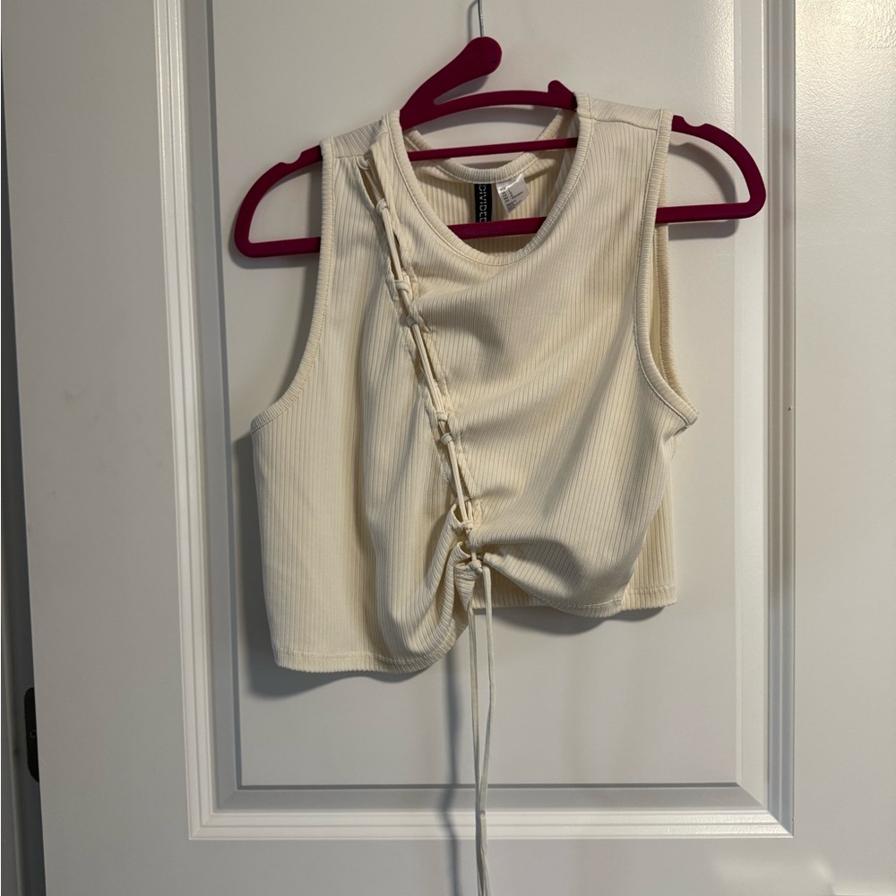 Cream Tank Top with Side Tie